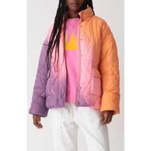 Electric & Rose Aiden Ombré Violet/Melon Quilted Puffer Jacket Womens XS New